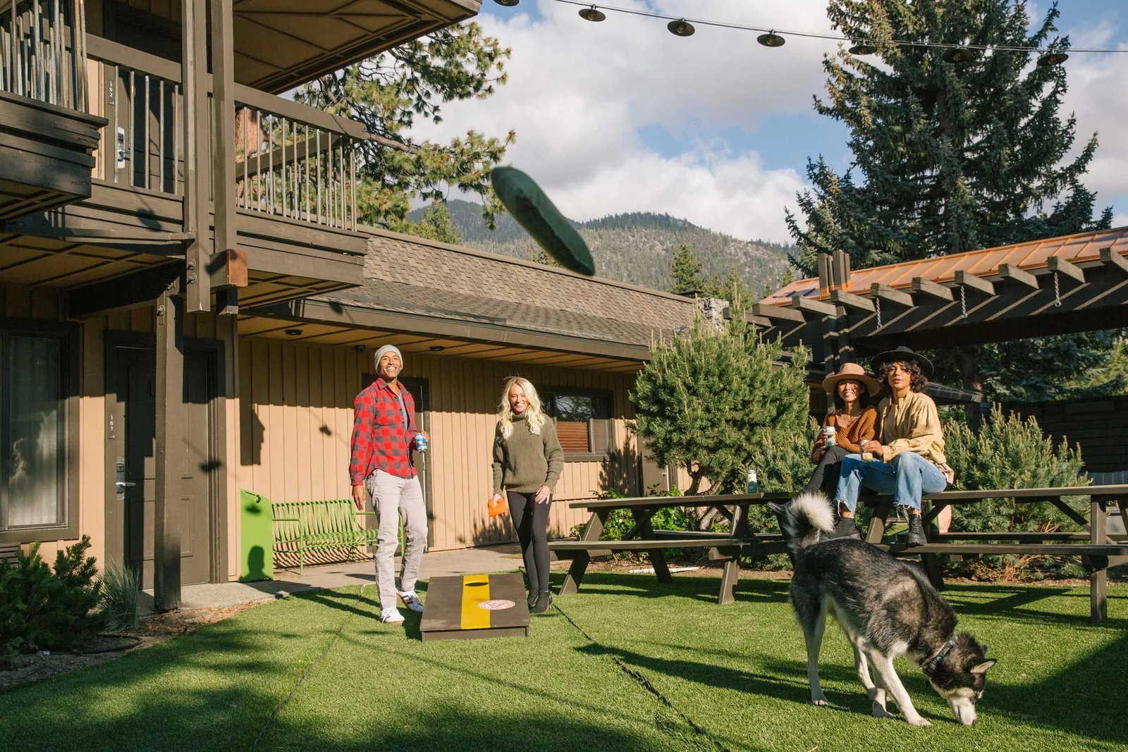Lawn games and mountain views at Station House Inn