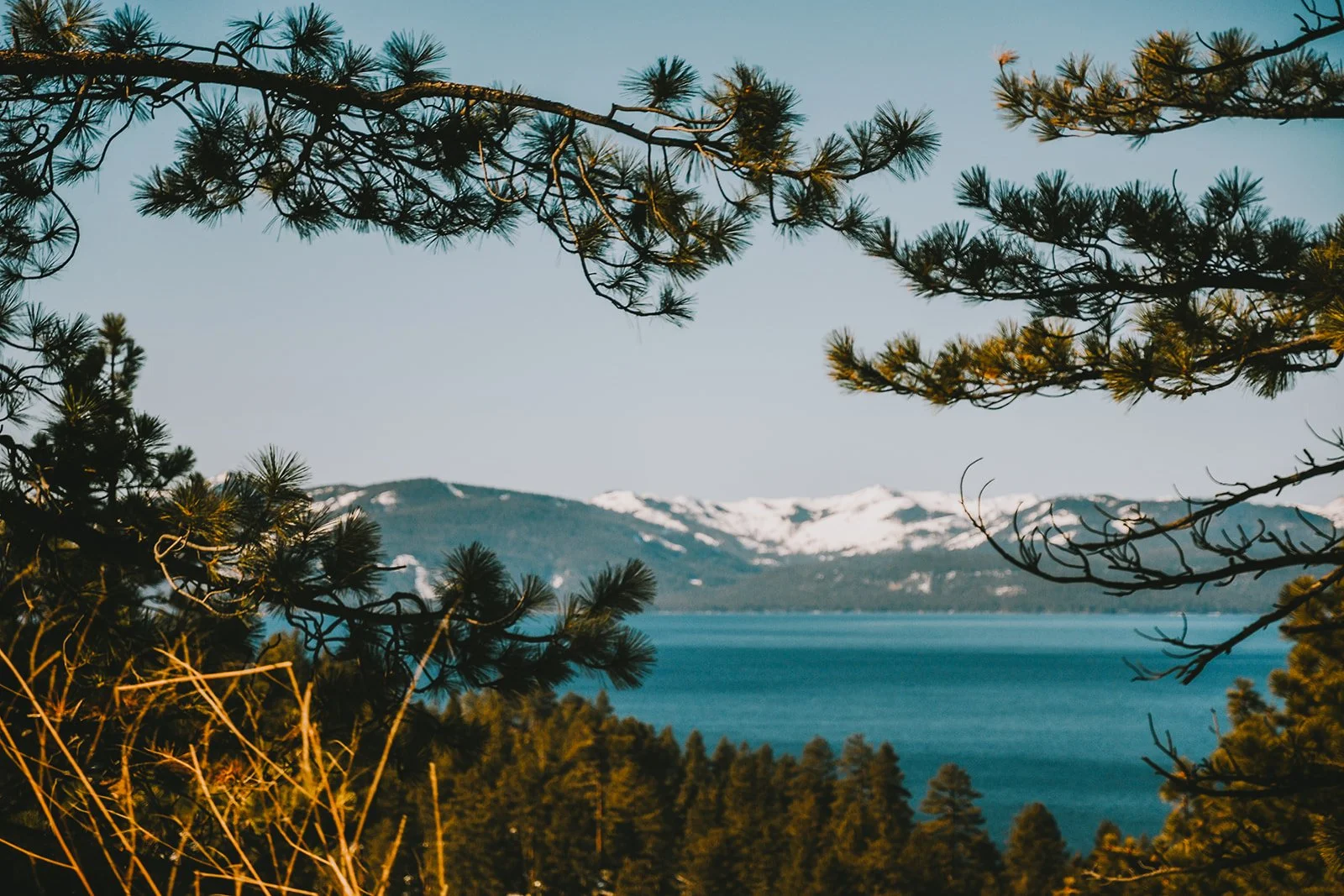 Scenic Lake Tahoe mountain and forest view