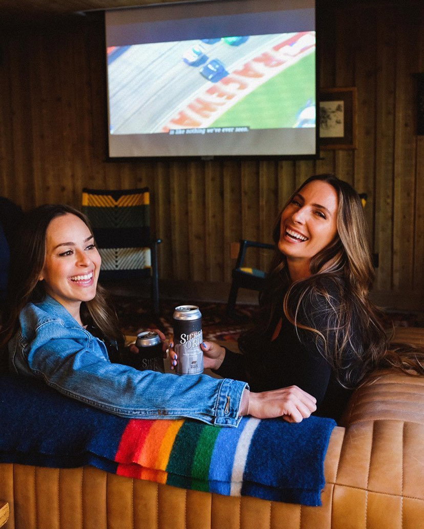 Indoor movie night setup at Station House Inn lobby