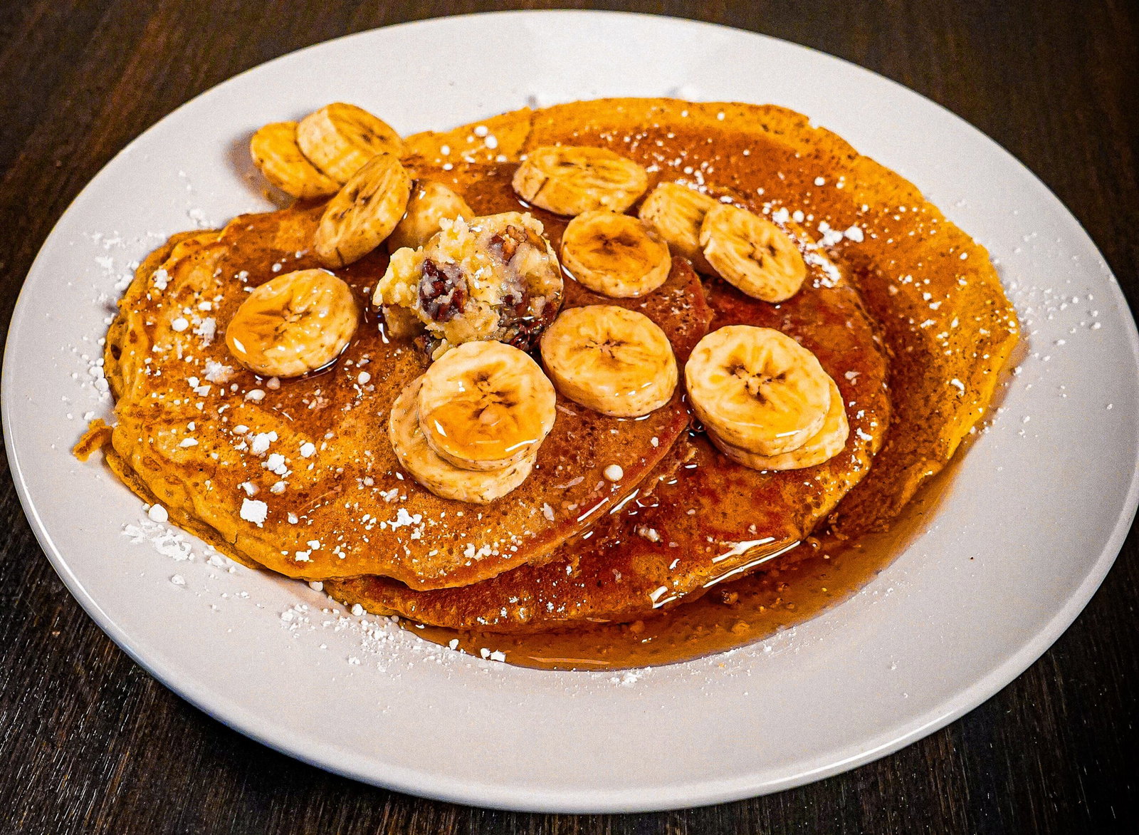 banana pancakes at toulouse restaurant for breakfast in lake tahoe