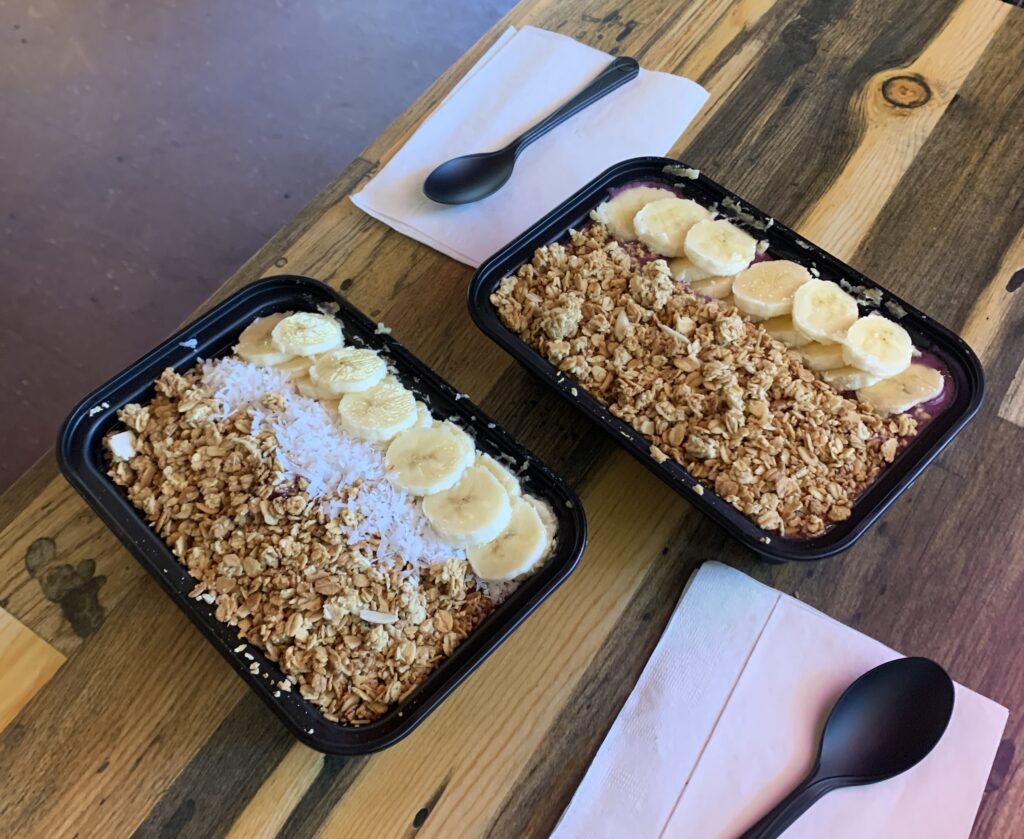 acai bowls with banana and granola at keys cafe in south lake tahoe